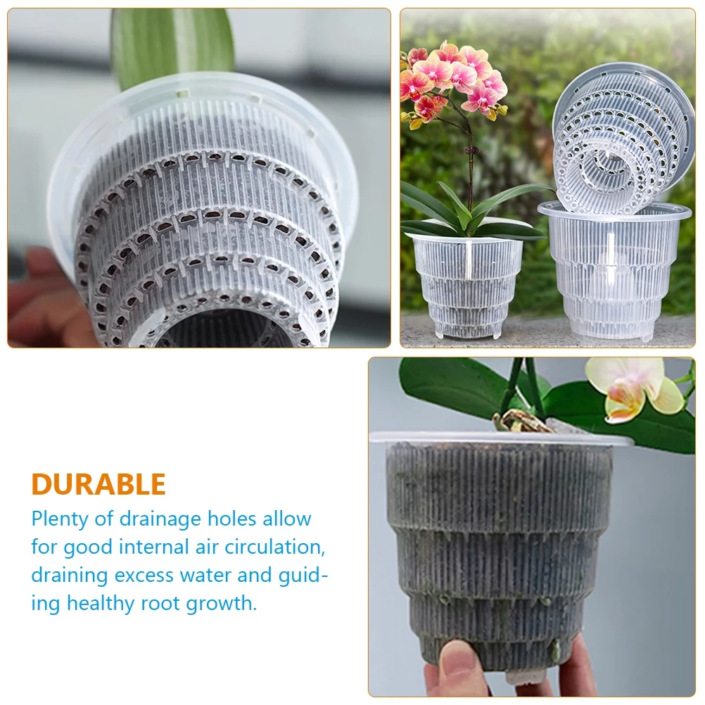 Gongxipen 4Pcs Clear Orchid Pots Plastics Breathable Slotted Orchid Planter for Indoor Outdoor