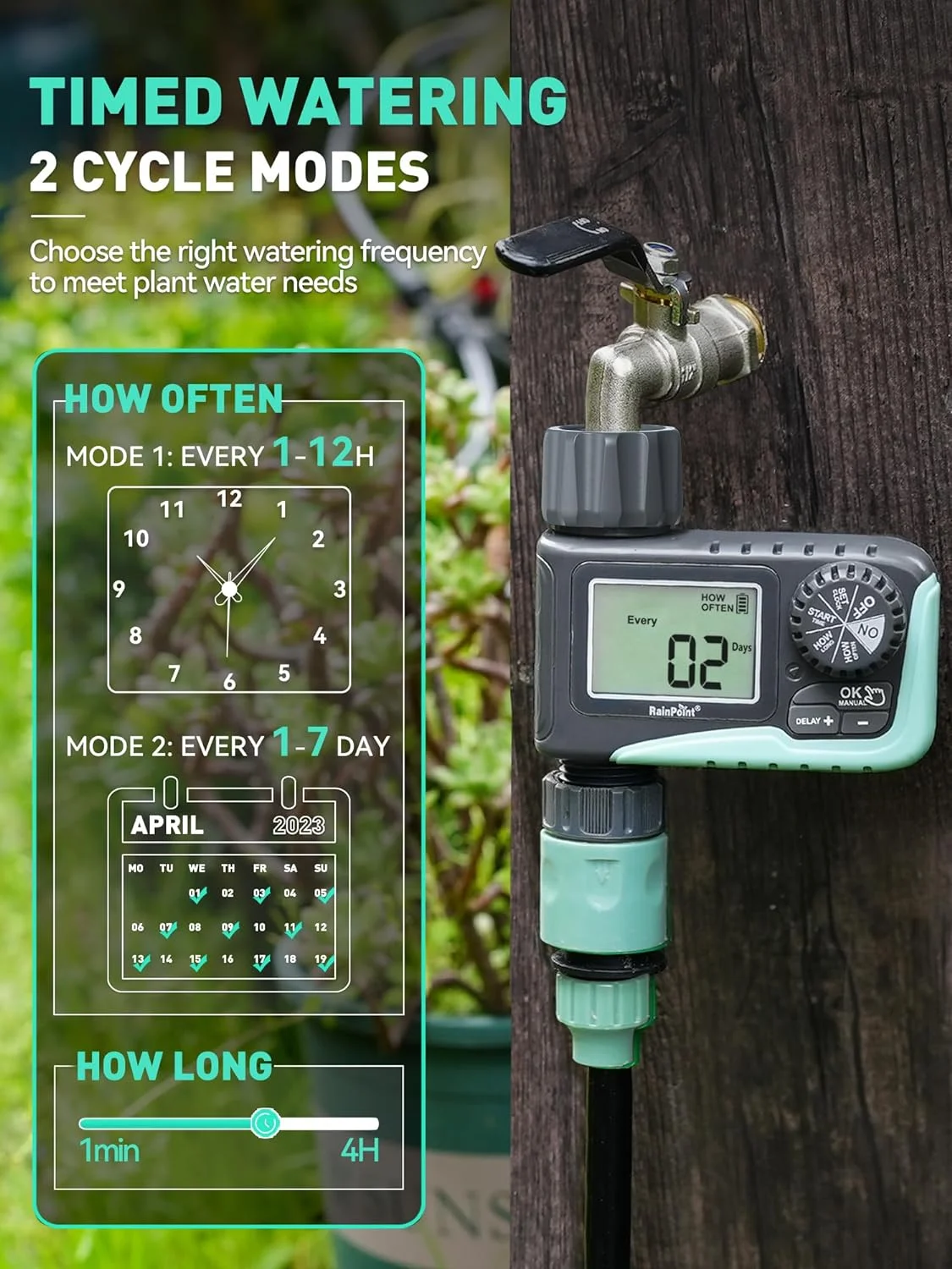 Sprinkler Timer,Water Timer Programmable Garden Outdoor Hose Feature Timer with Rain Delay/Manual/Automatic Watering System, Digital Irrigation Timer System for Lawns,1 Outlet, 2 Pack
