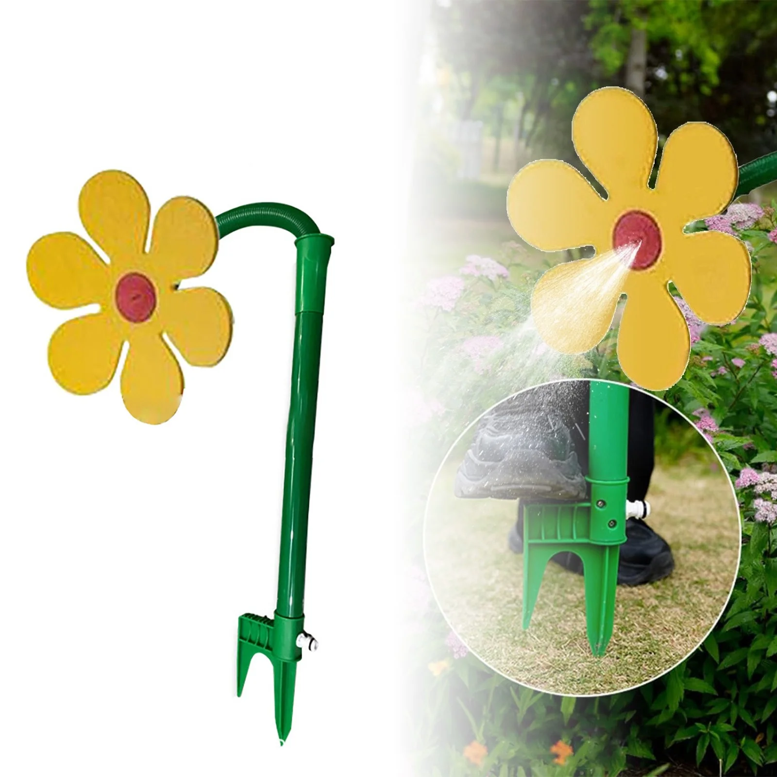 Convenient Floor Standing Sprinkler Watering Device Flower Watering Nozzle Convenient Ground Plug Sunflower Sprinkler Flower Watering Device Water Sprinkler for Kids Sprinkler with Timer for Yard