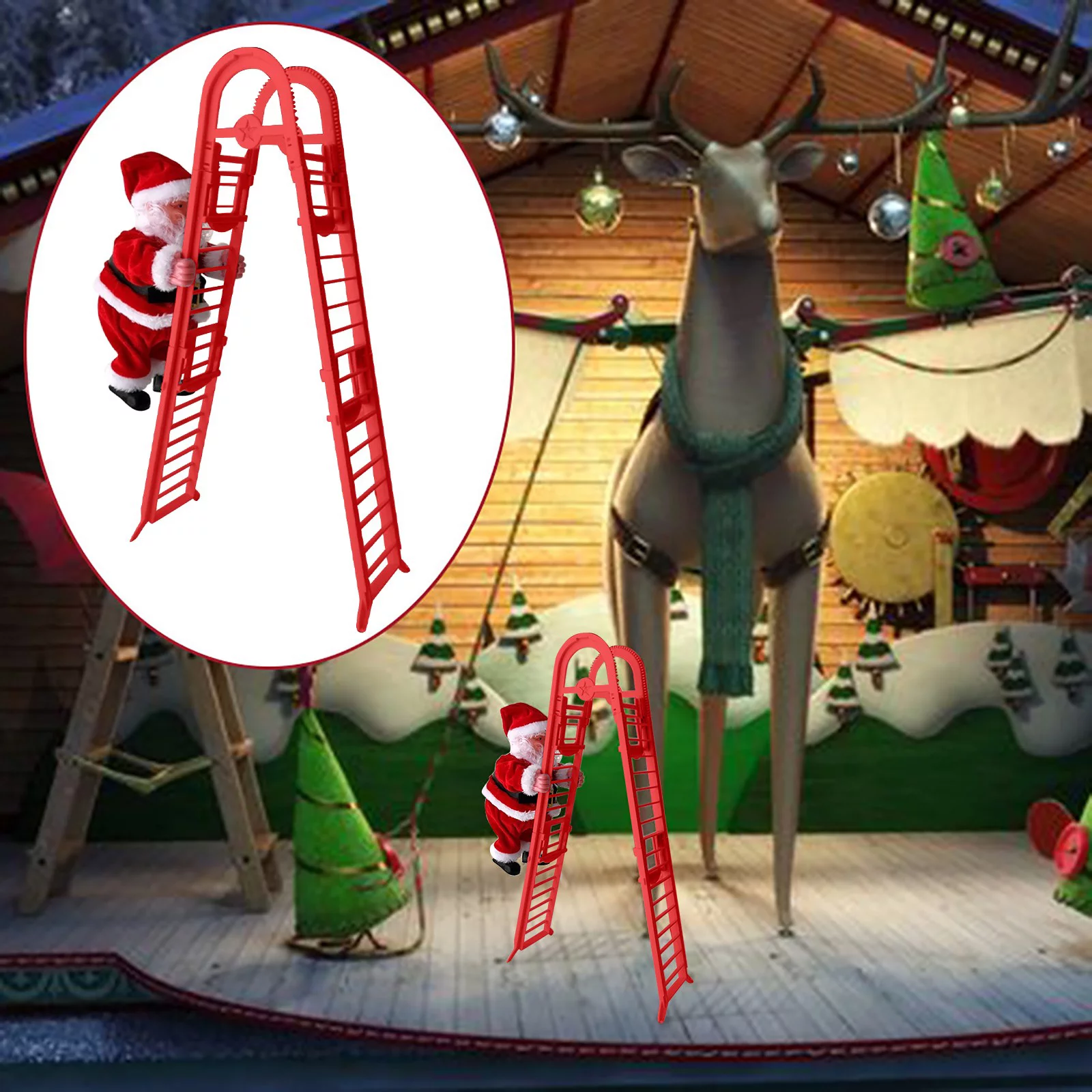 YHAIOGS Electric Climbing Ladder Santa Claus Christmas Climbing Santa Plush Doll TOy
