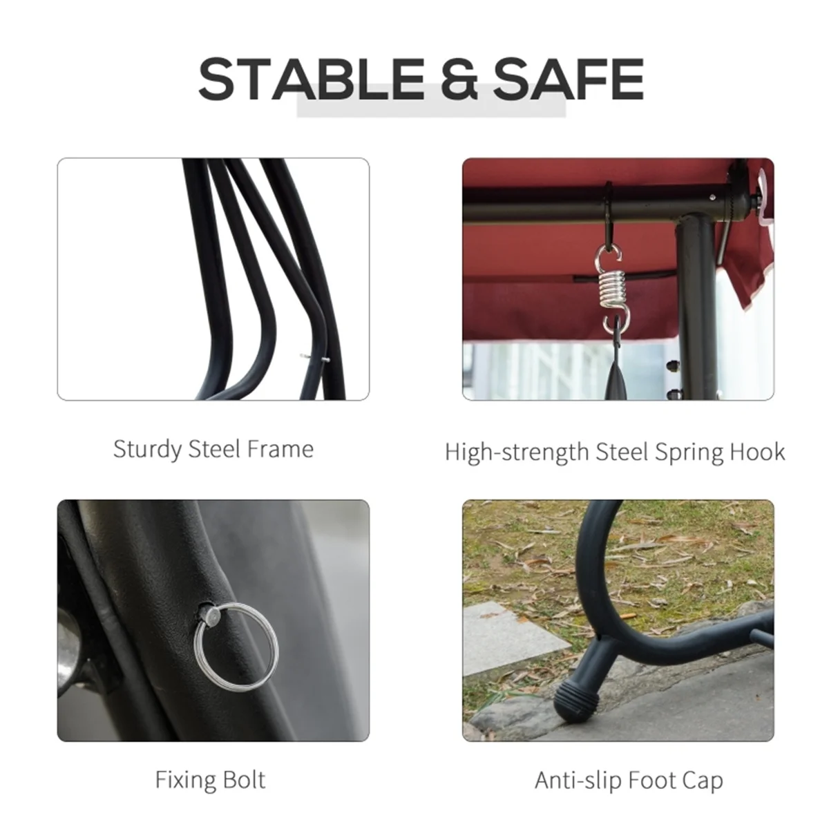 Outdoor Patio Swing Chair - Sturdy Steel Frame, Weather-Resistant Fabric, Adjustable Canopy - Perfect for Enjoying Your Garden