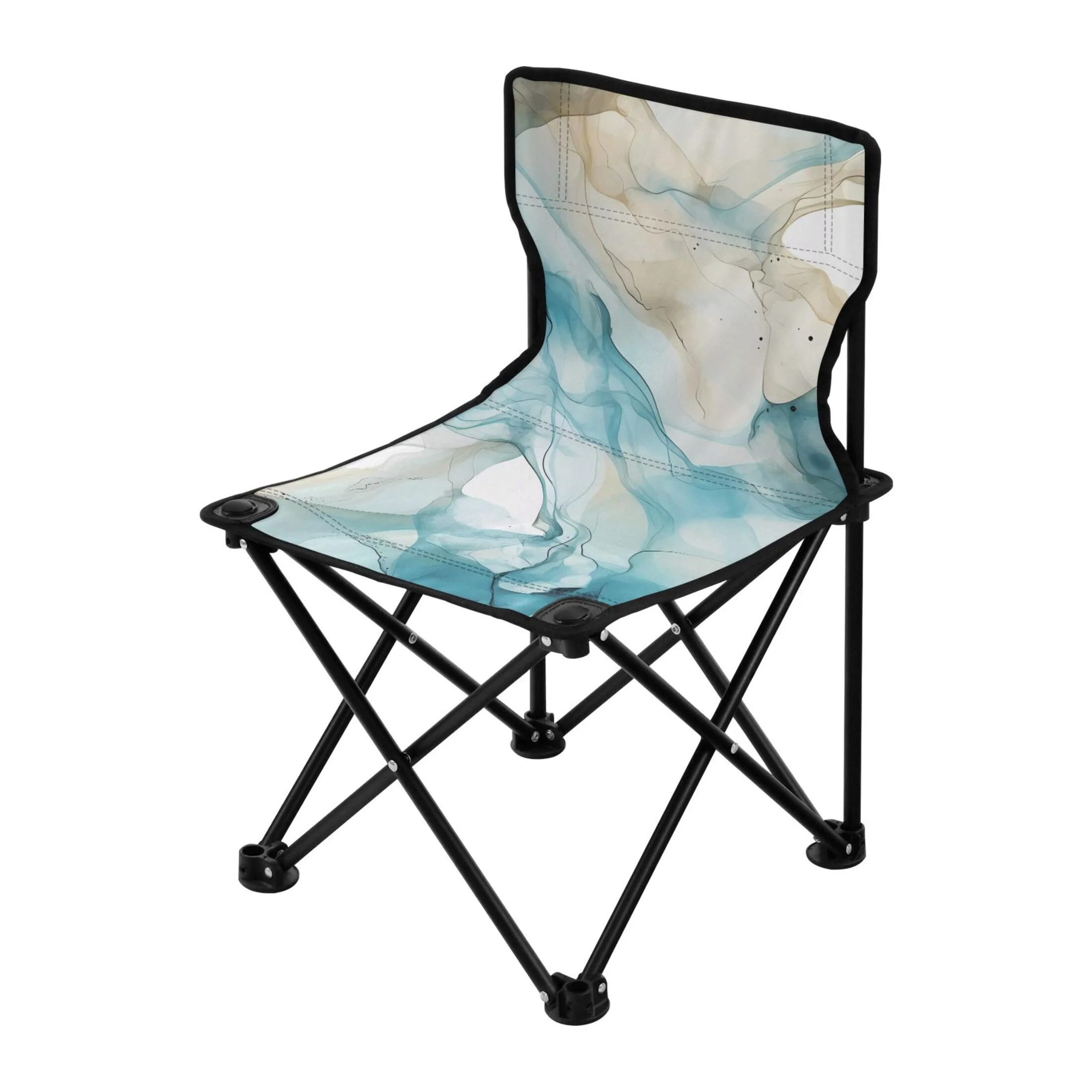 Marble Green and Beige Portable Camping Chair Small for Kids Outdoor Folding Beach Chair Fishing Chair Lawn Chair with Carry Bag