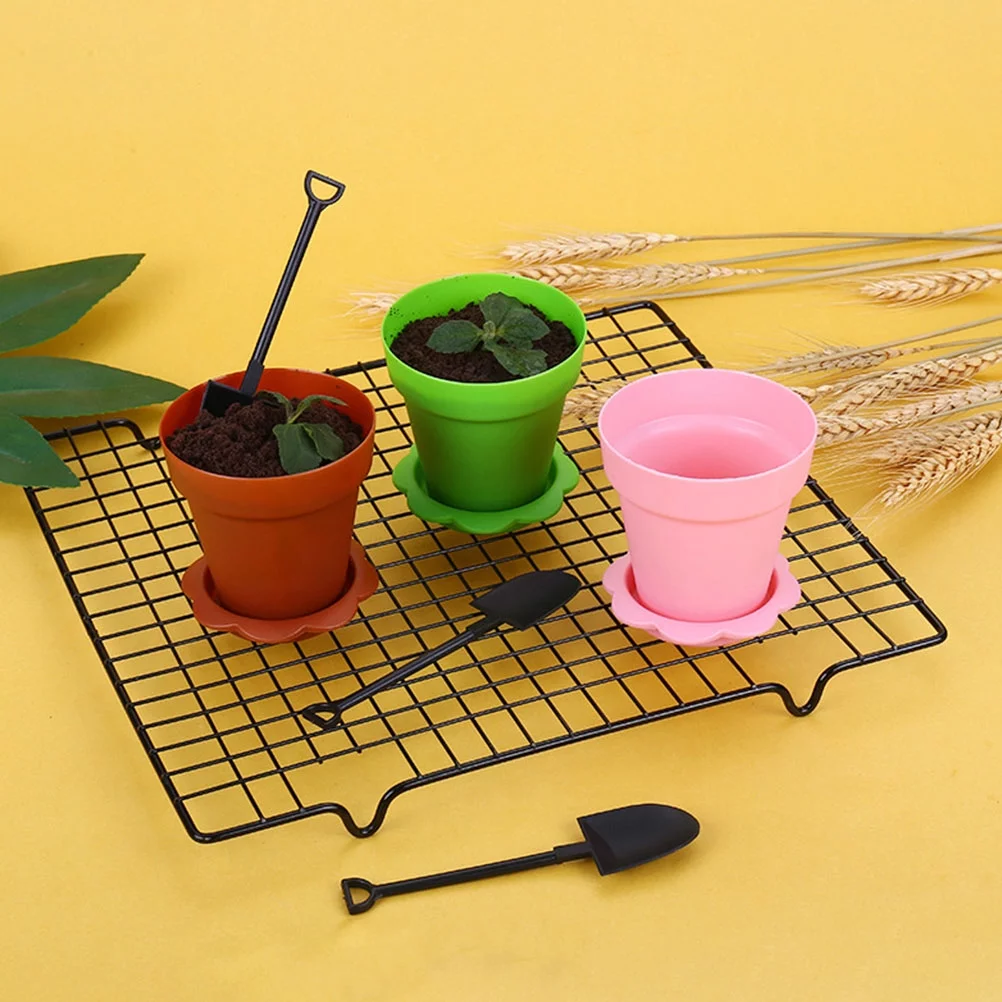 Qumonin 10 Cupcake Plant Pots with Saucers & Shovel Set - GANAZONO