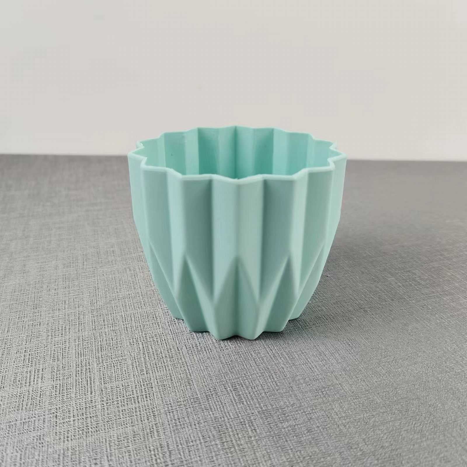 MOQIN Plastic Pots for Plants, Decorative Flower Pots for Patio, Modern Round Plastic Succulent Planter Pots with White Stripe Texture, 3.5 in