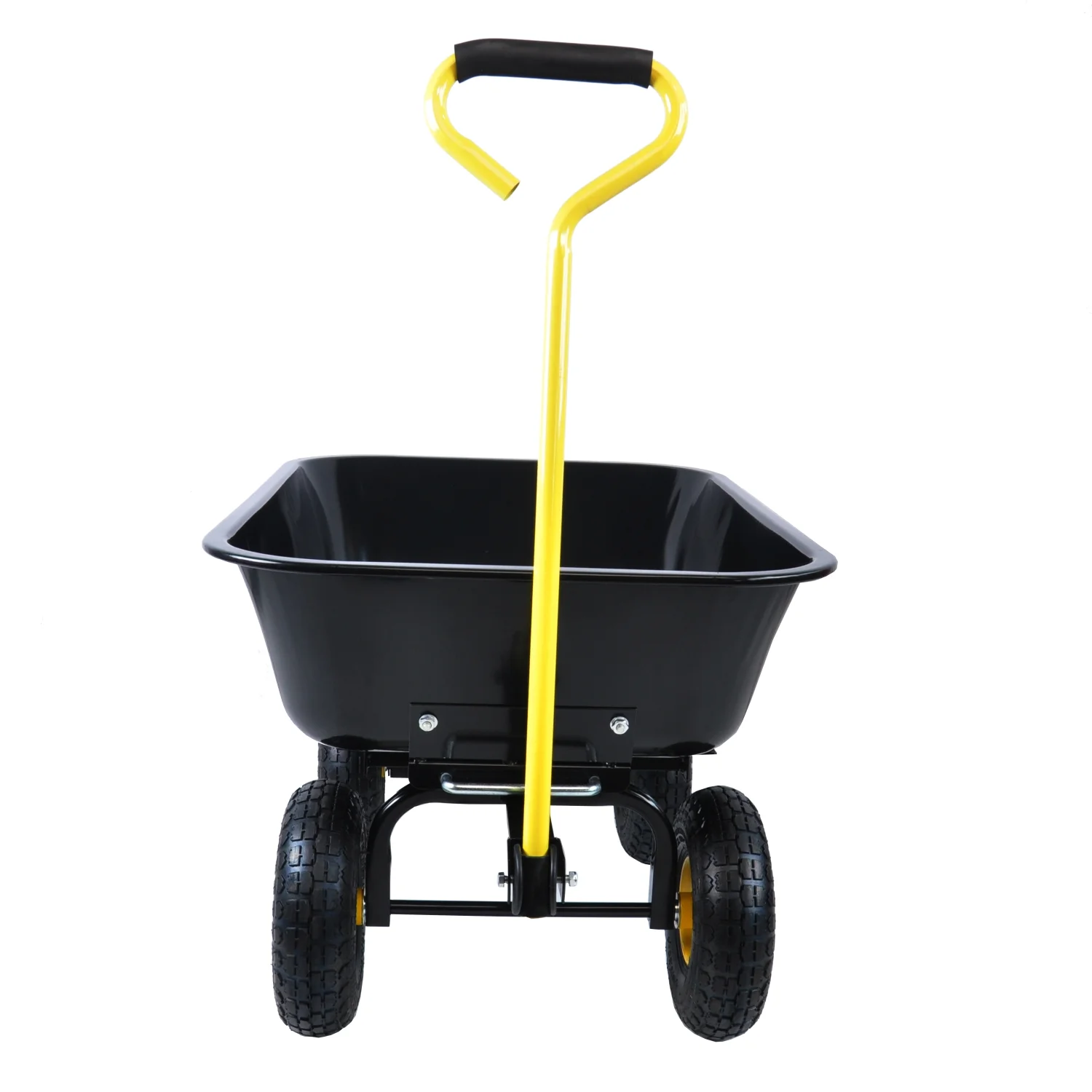 Black 10-Inch Folding Poly Garden Dump Truck with Strong Steel Frame and Pneumatic Tires