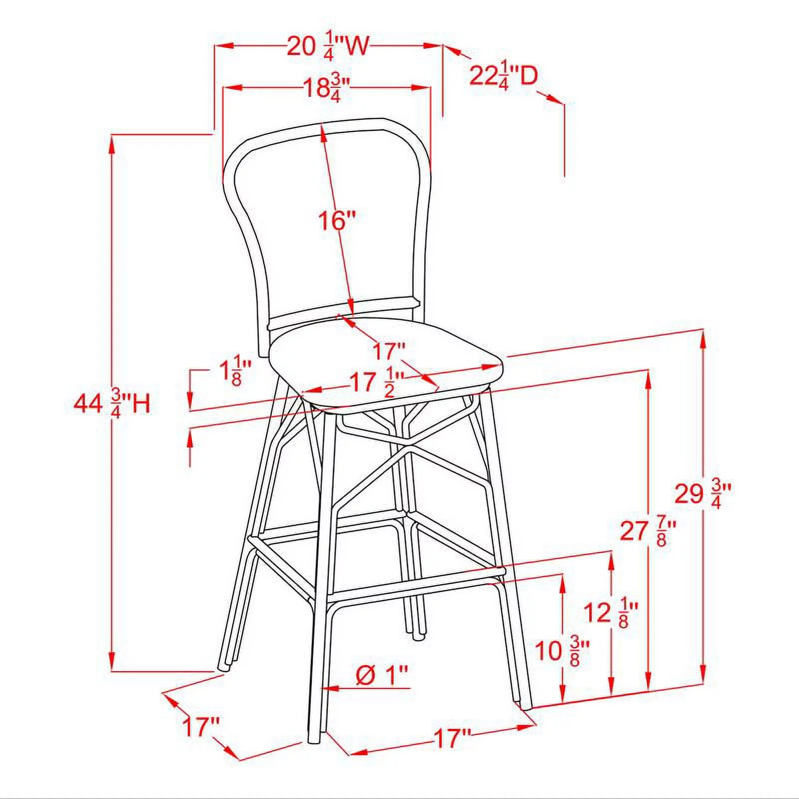Furniture of America Adino Aluminum Patio Bar Chair in Gray (Set of 2)