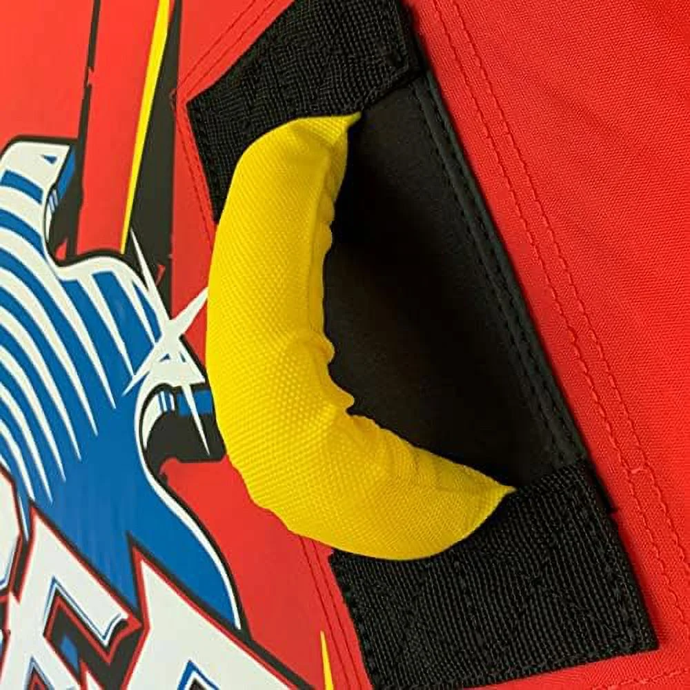 ripper 2 nylon inflatable towable float with foam handles, neoprene knuckle guards and quick connect tow points, red