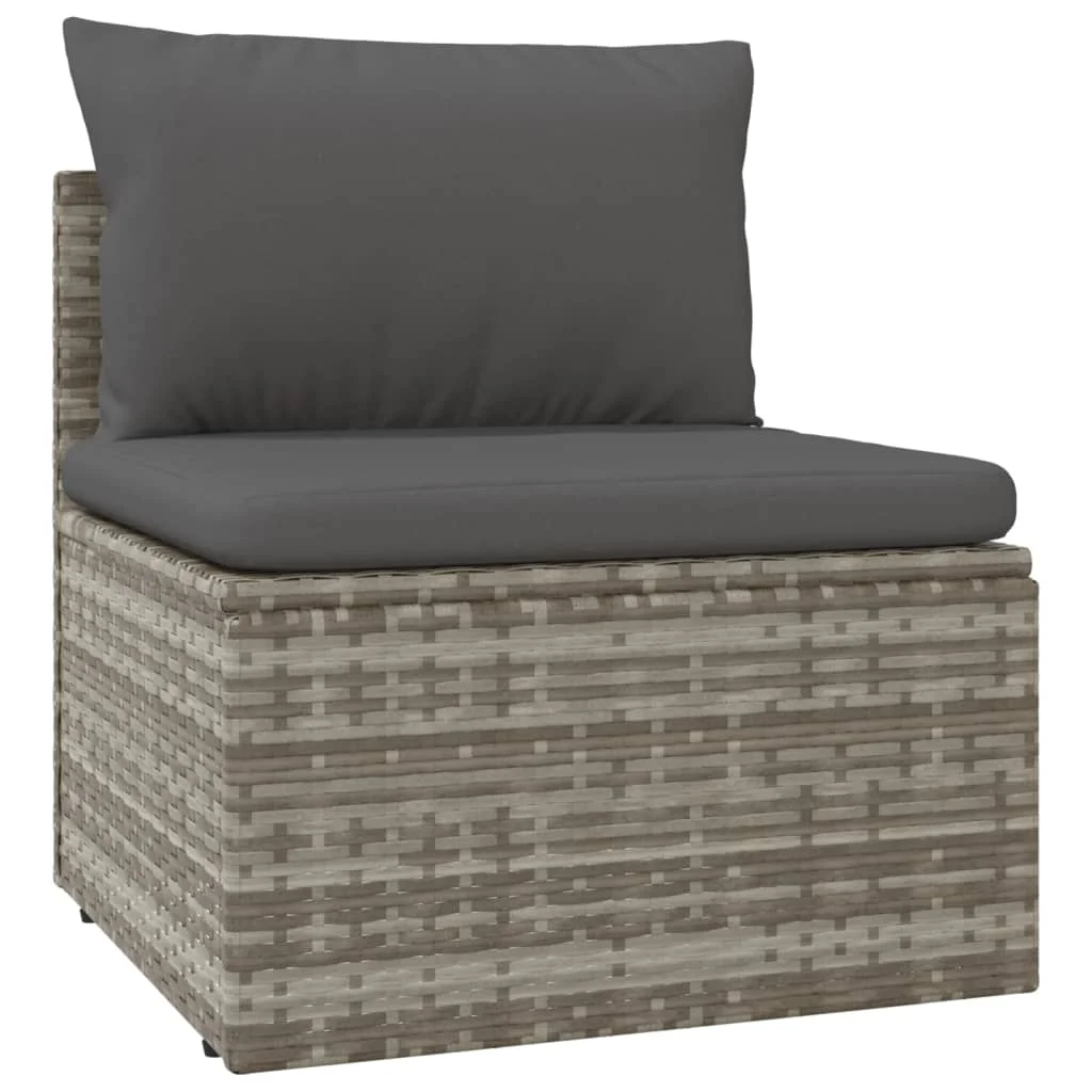 Tomshoo 5 Piece Patio Set with Cushions Gray Poly Rattan