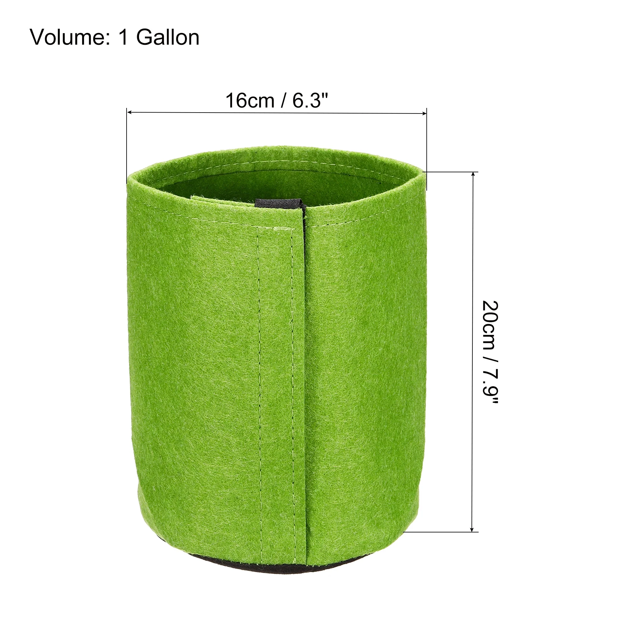 Uxcell 1 Gallon Fabric Grow Bags Pots with Self Adhesion Sides for Plant Transplanting, Green 6 Pack