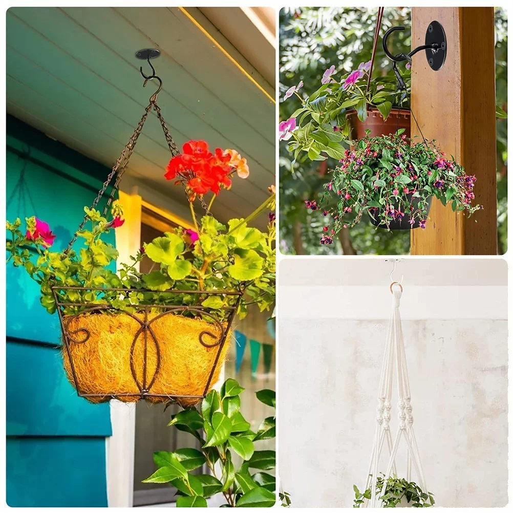 Ceiling Hook Metal Plant Bracket Hooks Heavy Duty Wall Hanger Iron Light 3 Pcs White