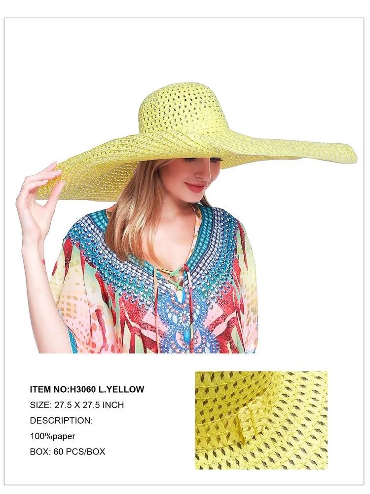Breezy Elegance: Lightweight Super Size Wired Edge Floppy Hat for Effortless Summer Comfort Yellow