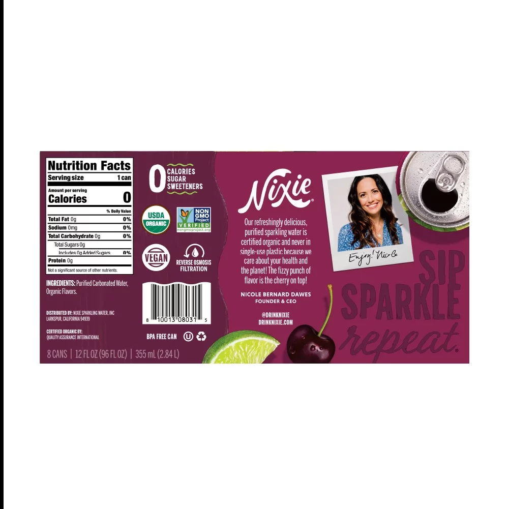 Nixie Sparkling Water Black Cherry Lime, 12 fl oz