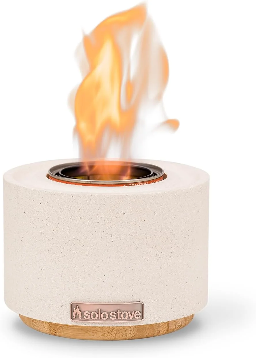 Stove Cinder Tabletop Fire Pit for Indoor or Outdoor Use, Fire Bowl with 1 Gel Fuel Can, Oderless and Smoke-Free Crackling Flame, Dia: 6 in, H: 4.25 in, Weight: 5.62 lbs