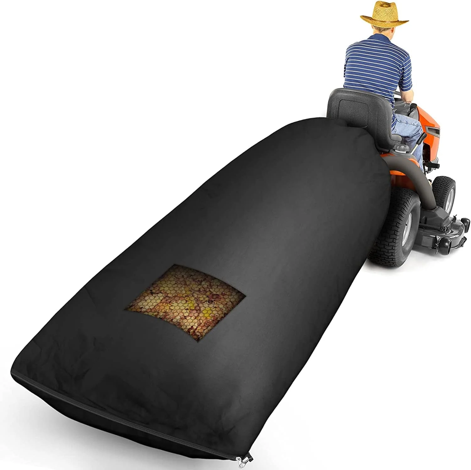 Lawn Tractor Leaf Bag Grass Catcher Bag, 78.7 x 51.1 Inch Large Capacity for Fast Leaf Collection, Heavy Duty Material Fits for Most Two Bag Material Collection Systems for Ride-in Lawn Mowers