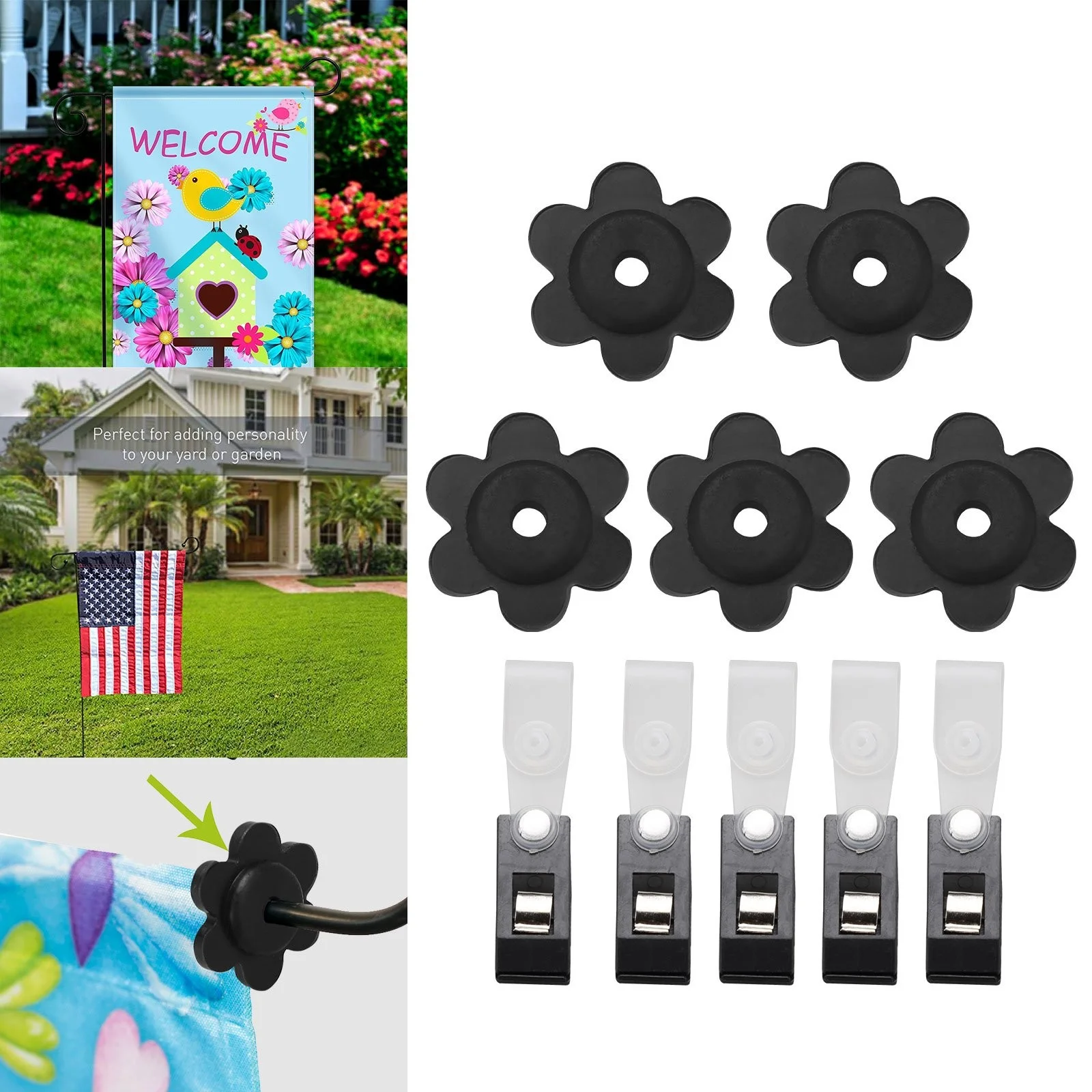 iju7gthy 4th of july 10pcs Seasonal Garden Flags Stoppers Rubber Stoppers Anti Wind Clips Set Keep Your Flag From Tangling Around