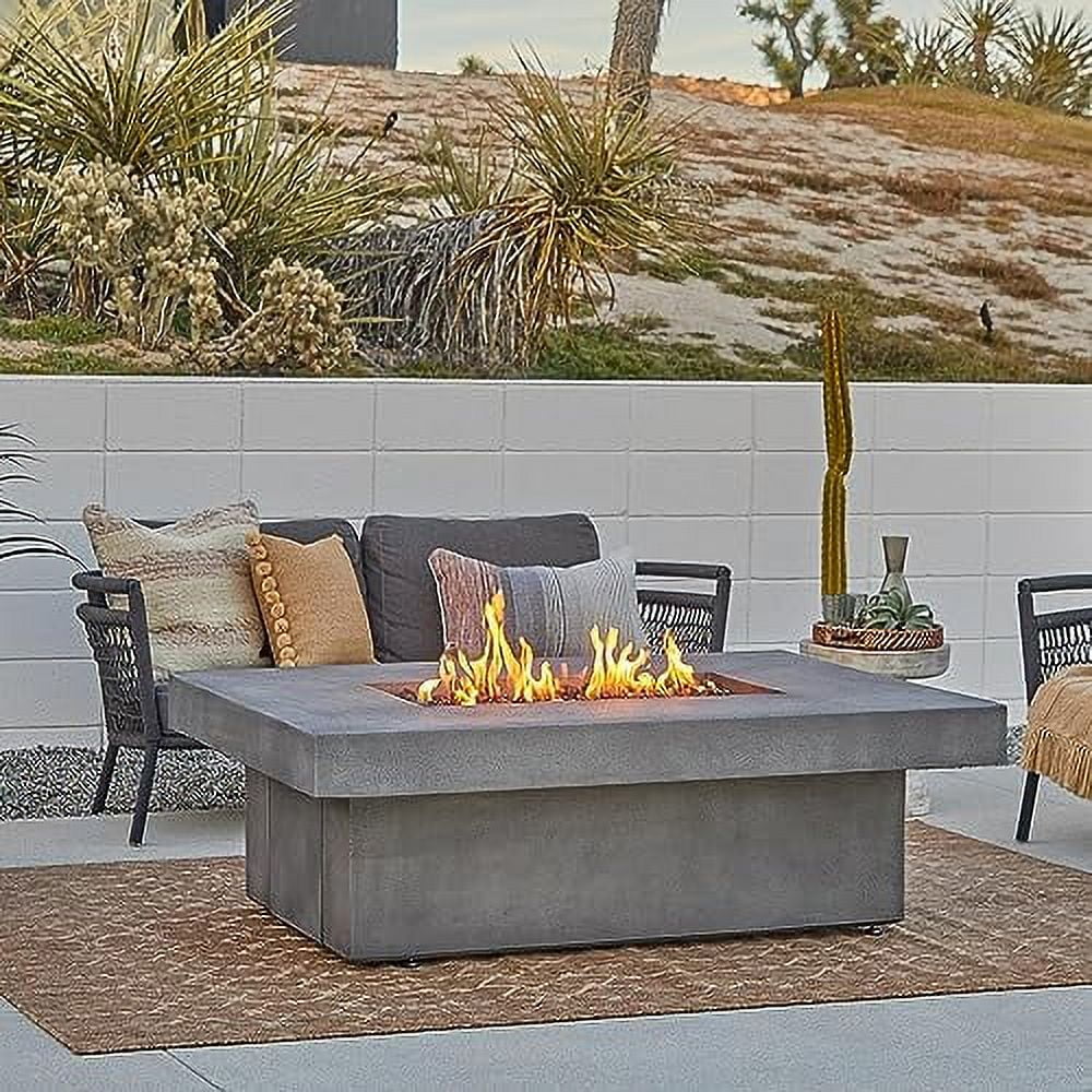 Branchview 60 Inch Rectangular Steel Natural Gas Fire Pit in Ash By BBQGuys Signature