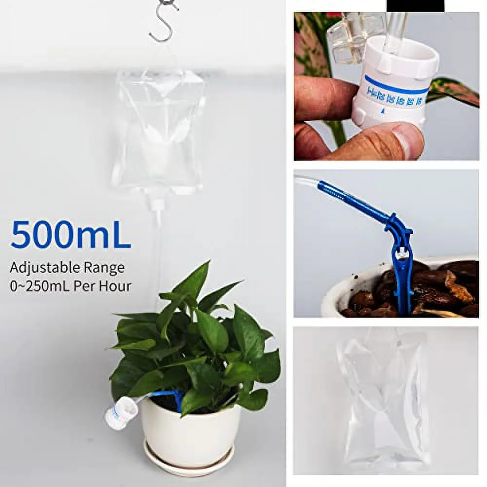 Drip Irrigation Kits, 500mL Bag Drip Watering System for Potted Plants with Adjustable Flow, Self Automatic Watering System for House Plants Flowers,Plant Waterer for Indoor Outdoor Gardening Plants
