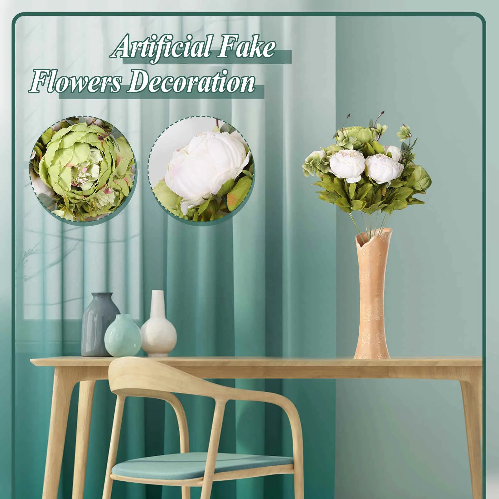 Yeetfub Artificial Flowers for Outdoors 1PC Home Flowers Wedding Silk Flowers Vintage Artificial Peony Decoration Artificial flowers for Wedding Home Faux Flowers Bulk Gift for Mothers Day