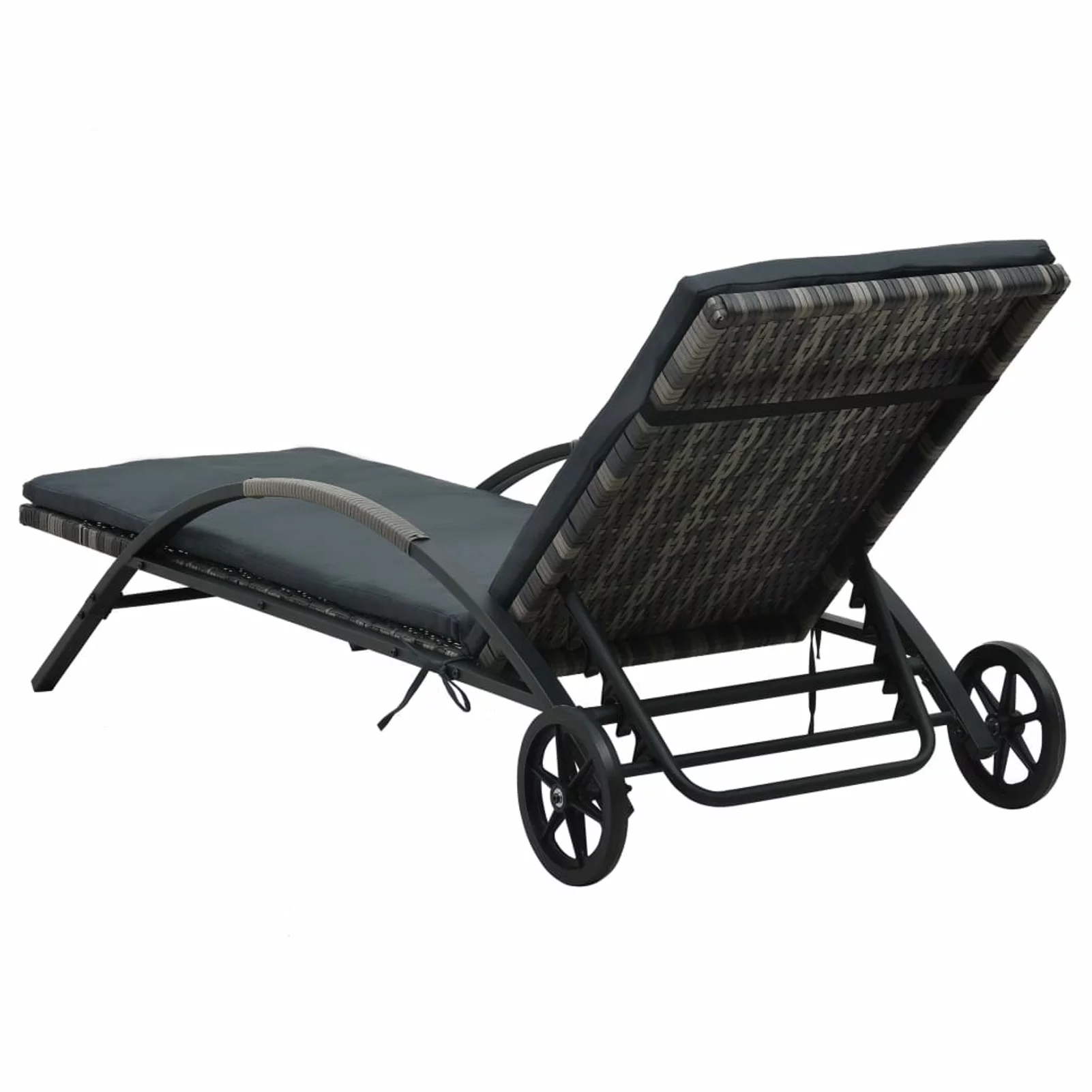 Andoer Sun Lounger with Cushion & Wheels Poly Rattan Anthracite