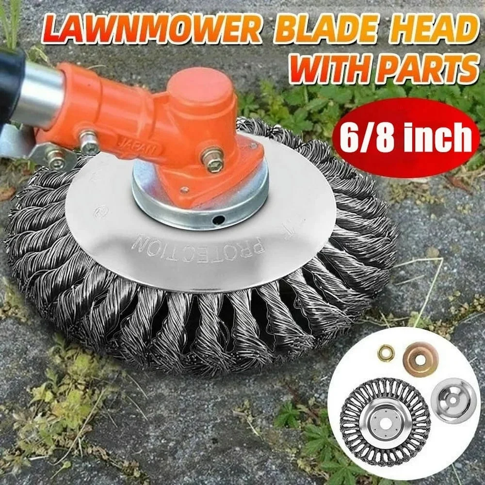 NEWCE NEWCEUnbreakable Lawn Mower Blade Head 6 Inch Garden Wire Wheel Mower Lawn Grass Trimmer Weed Garden Rust Brush Gadgets Grass Trimmer