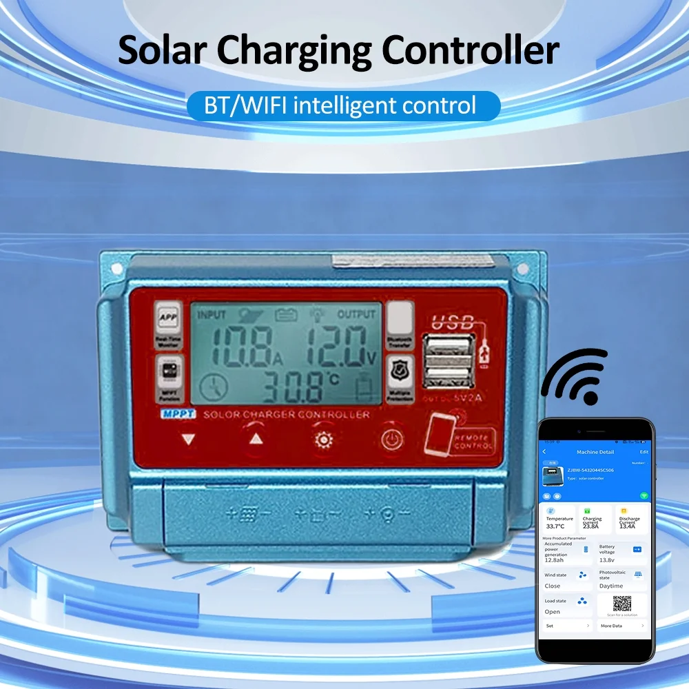 moobody Solar Charge Controller for 12 60V Charging with LCD Display and Dual USB 5V Output