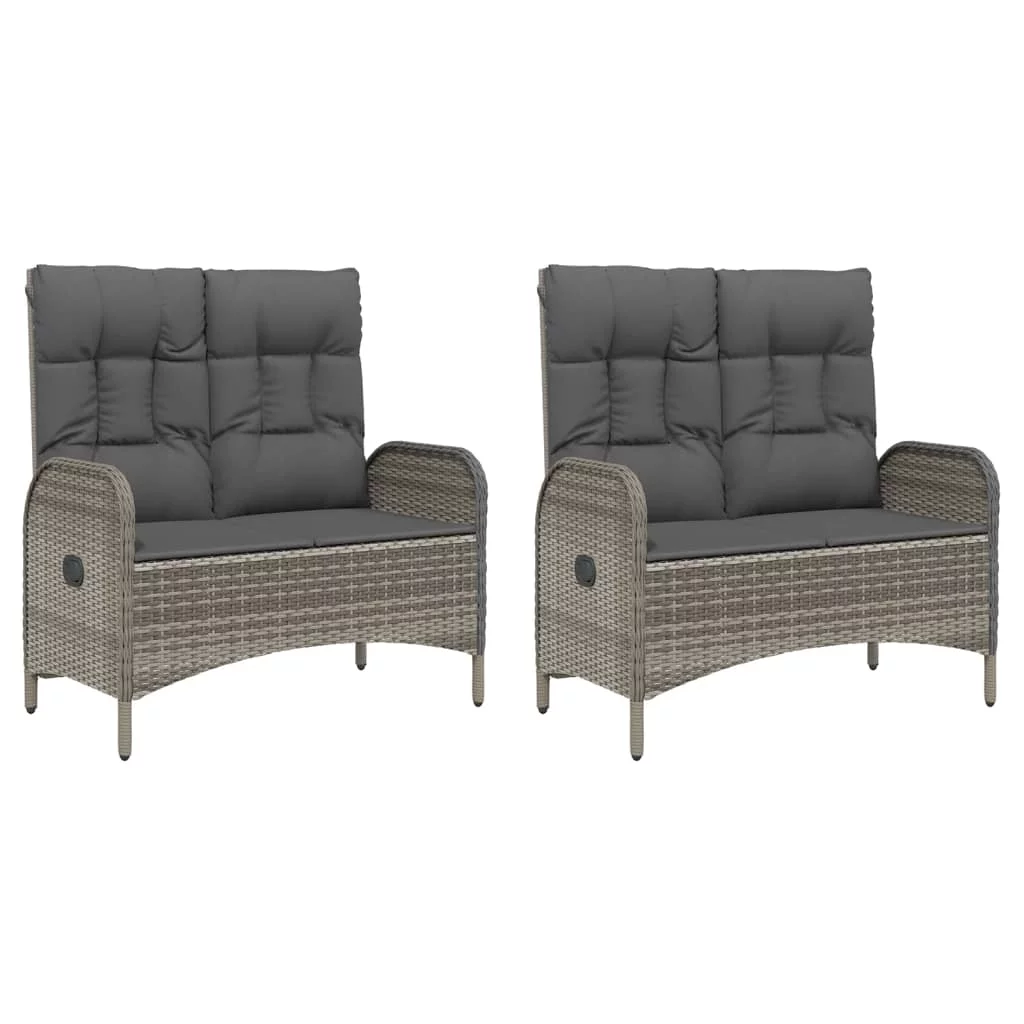 moobody 5 Piece Patio Dining Set with Cushions Gray Poly Rattan