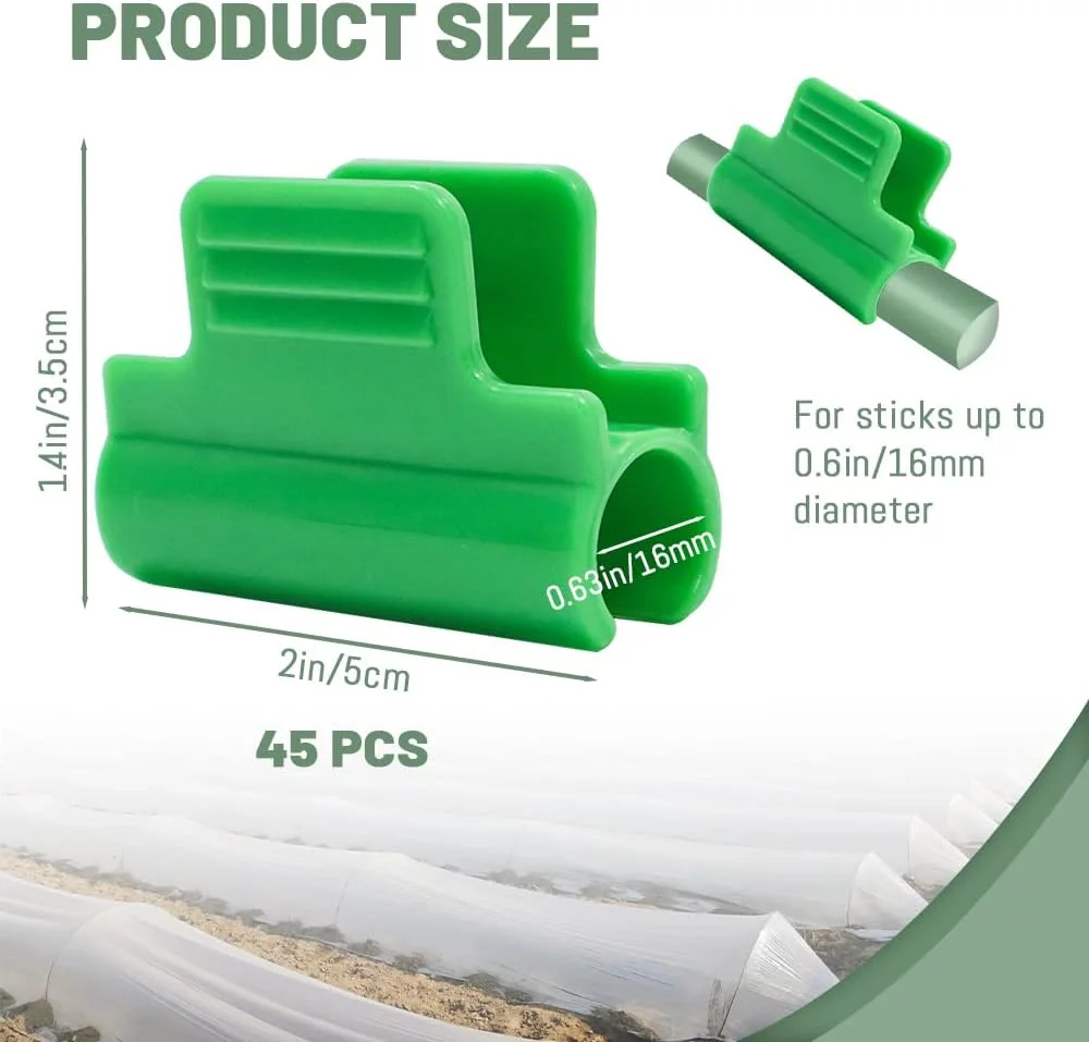 45pcs Greenhouse Clamps, Greenhouse Clips, Film Row Cover Netting Tunnel Hoop Clip, Frame Shading Net Rod Clip for Garden Hoops, Grow Tunnel, Support Frame, 16mm