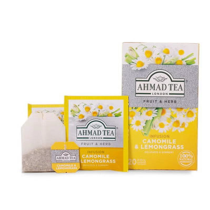 Ahmad Tea Camomile & Lemongrass Herbal Tea Bags, 120 Ct (6 Boxes of 20)
