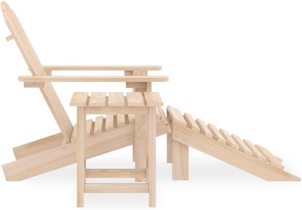 Dina Patio Adirondack Chair Patio Conversation Set Outdoor Furniture Sets Patio Lounge Set with Ottoman&Table Solid Fir Wood Gray Suitable for Terrace  Porch  Backyard  Balcony  Pools