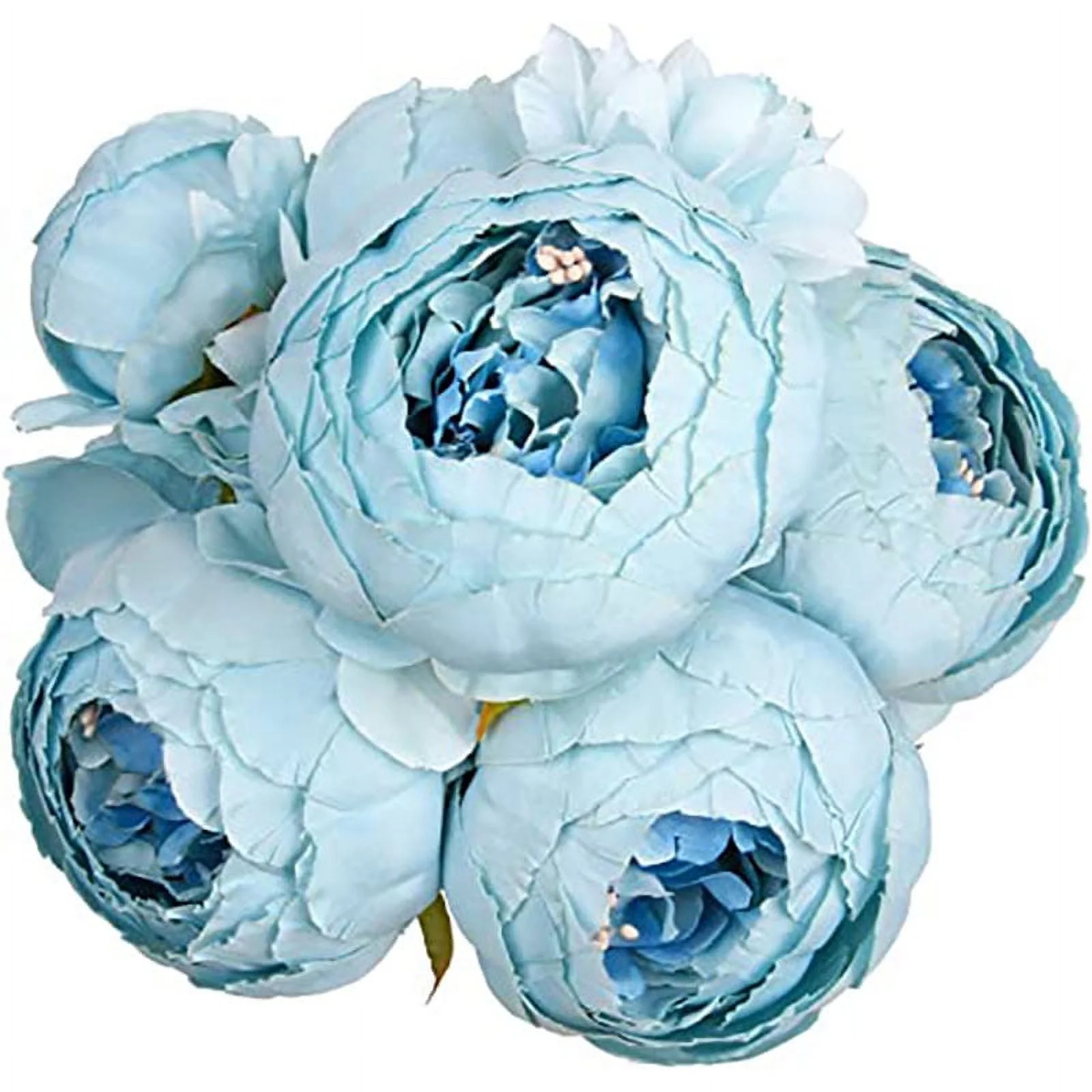Nvzi-a Fake Flowers Vintage Artificial Peonies Silk Flowers Wedding Home Decor, 1 Pack (Lake Blue)