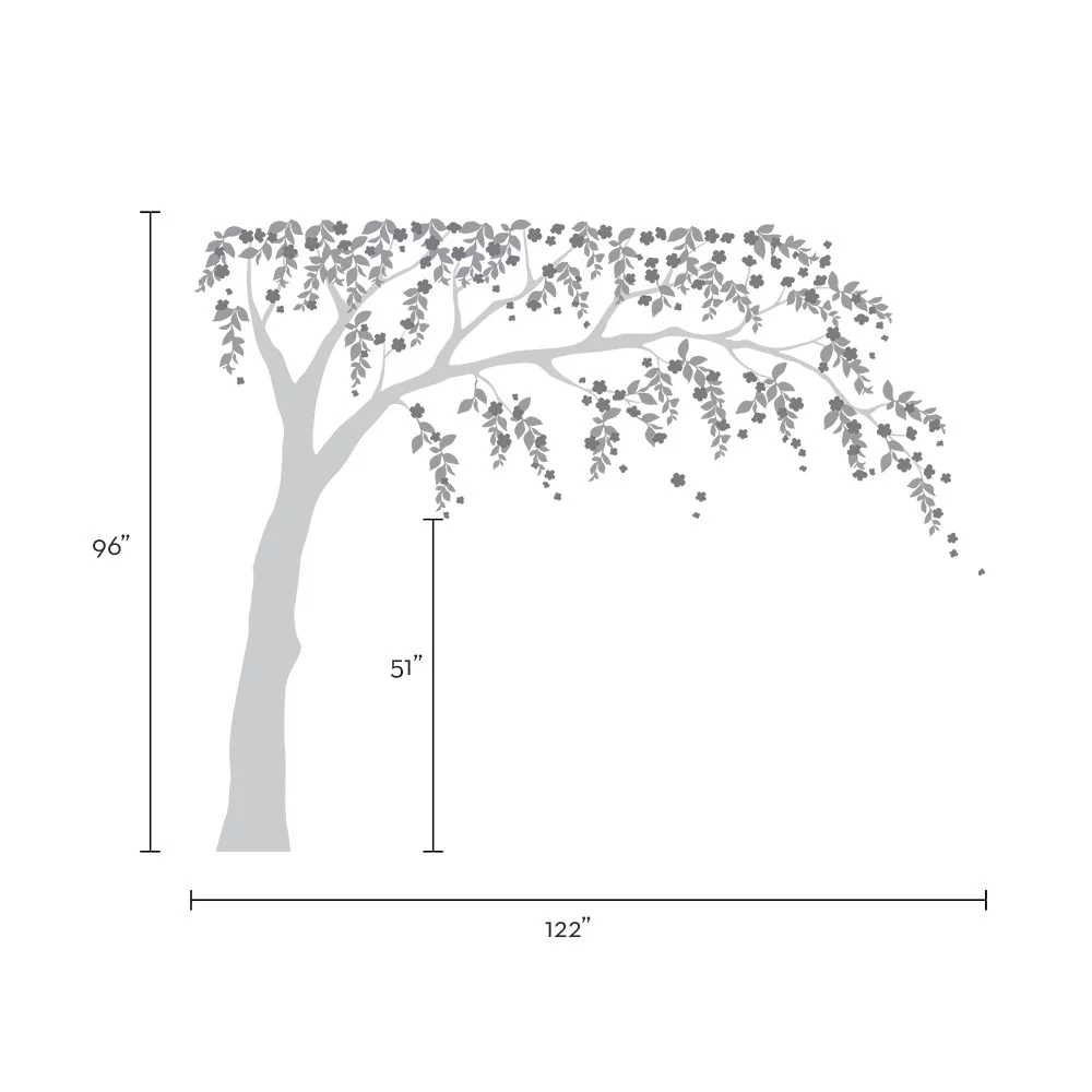 Weeping Willow Tree Decal with Cherry Blossoms - Scheme C