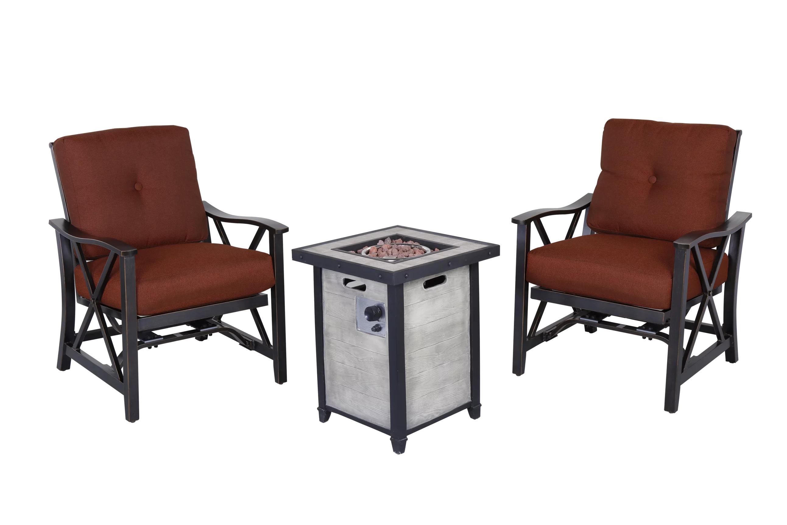 Claire and Barry NORFOLK Collection Patio Set (2 chairs + 1 fire pit column)