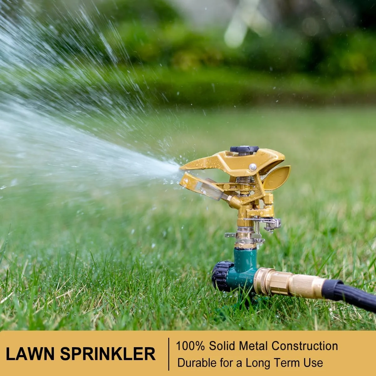 FANHAO Heavy Duty Pulsating Lawn Sprinkler on Spike Base,Covers up to 8500 Sq. ft
