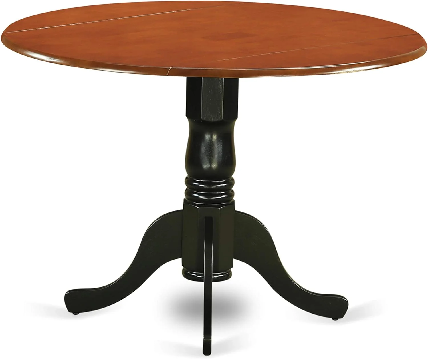 5 Piece Modern Set Includes A Round Wooden Table With Dropleaf And 4 Dining Chairs, 42X42 Inch