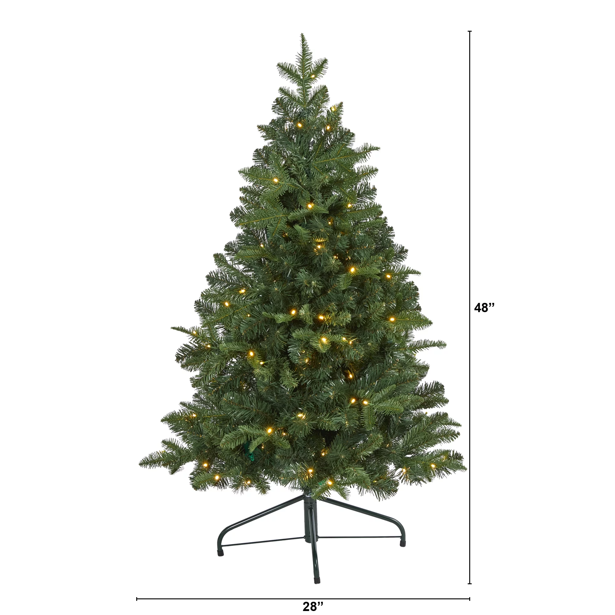 Nearly Natural 4' Flat Back Spruce Artificial Christmas Tree Prelit with LED Lights, Green