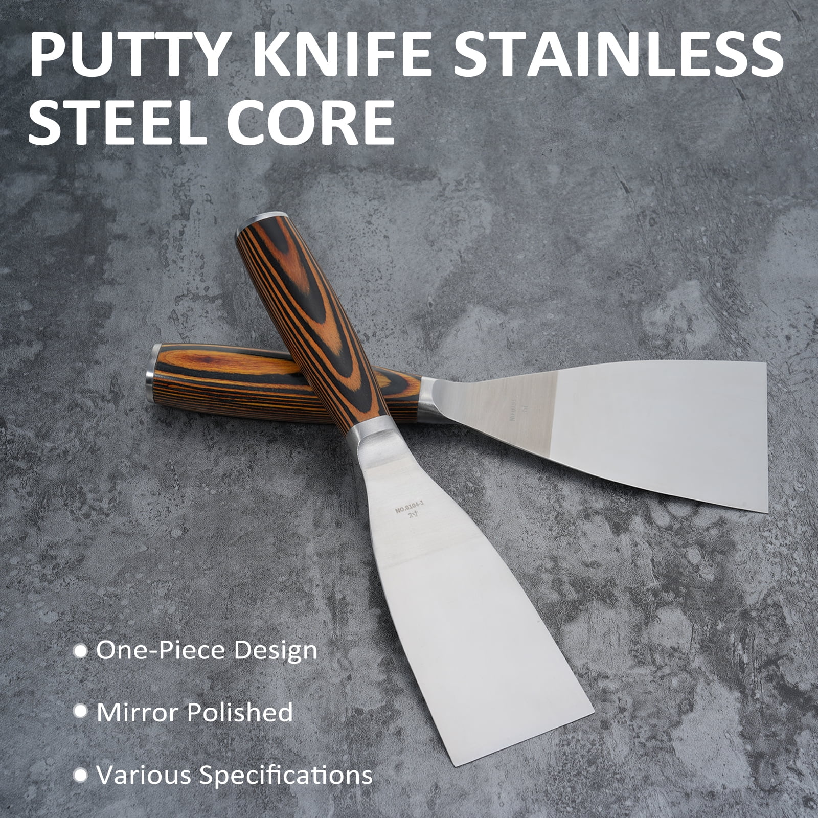 Hand tools shovel,Set (1/2/3/4in) Paint Stainless Steel Putty Knife With Wood Handle Drywall And 4 Pcs Drywall Drywall Mud Paint Scraper Tool Handle Ideal Drywall Putty Scraper Stainless