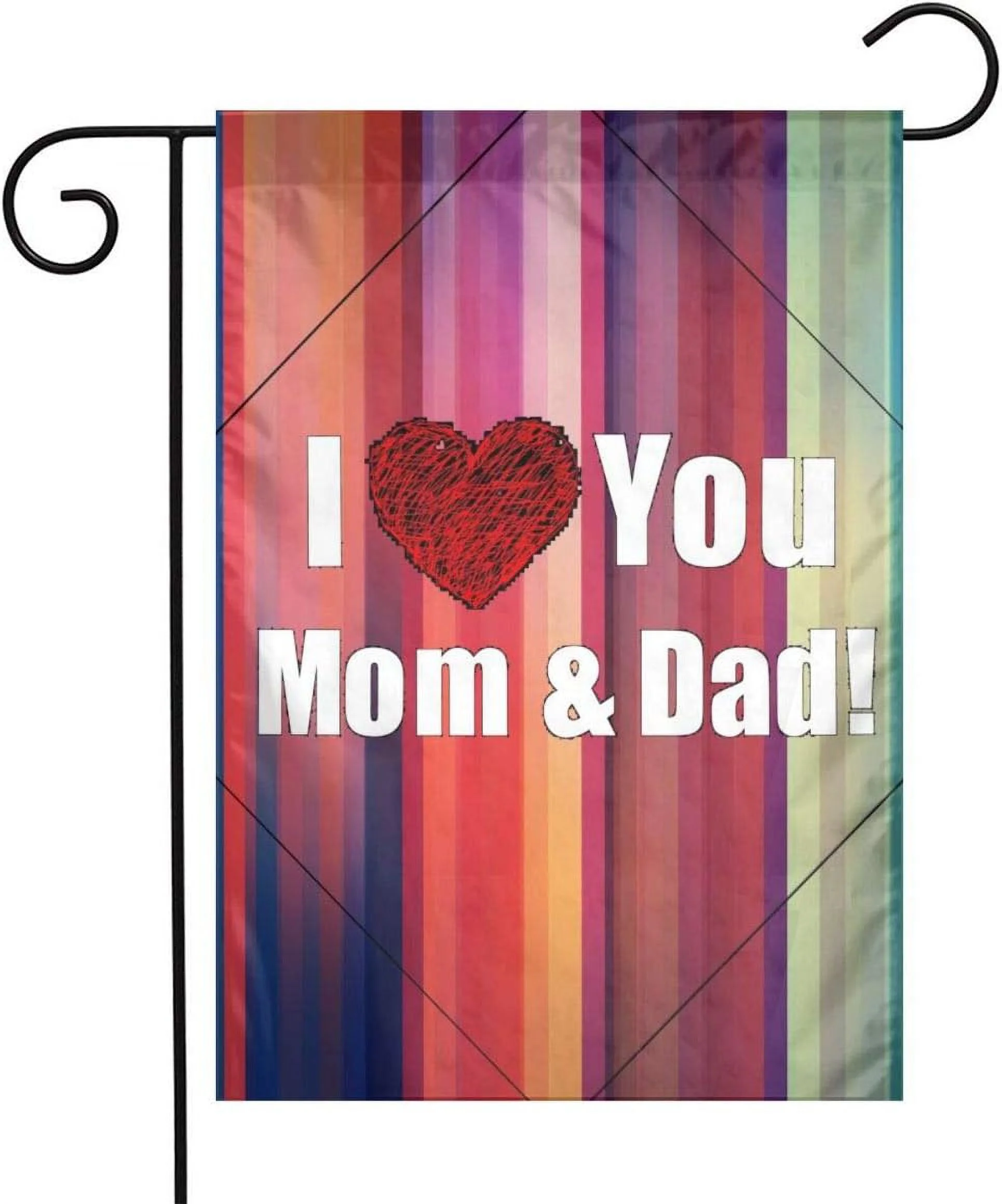 30x45 cm I Love You Mom&Dad Garden Flags House Indoor & Outdoor Welcome Decorations,Waterproof Polyester Yard Decorative for Game Family Party Banner