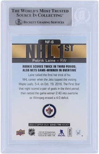 Patrik Laine Winnipeg Jets Autographed 2016-17 Upper Deck Series 2 NHL First #NF-6 Beckett Fanatics Witnessed Authenticated Rookie Card - Fanatics Authentic Certified