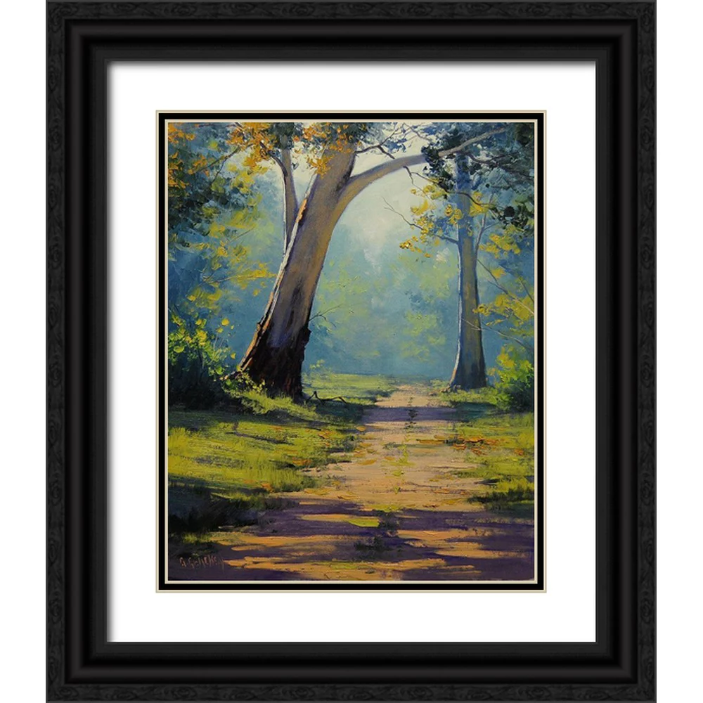 Gercken, Graham 12x14 Black Ornate Wood Framed with Double Matting Museum Art Print Titled - Forest Gum Trees