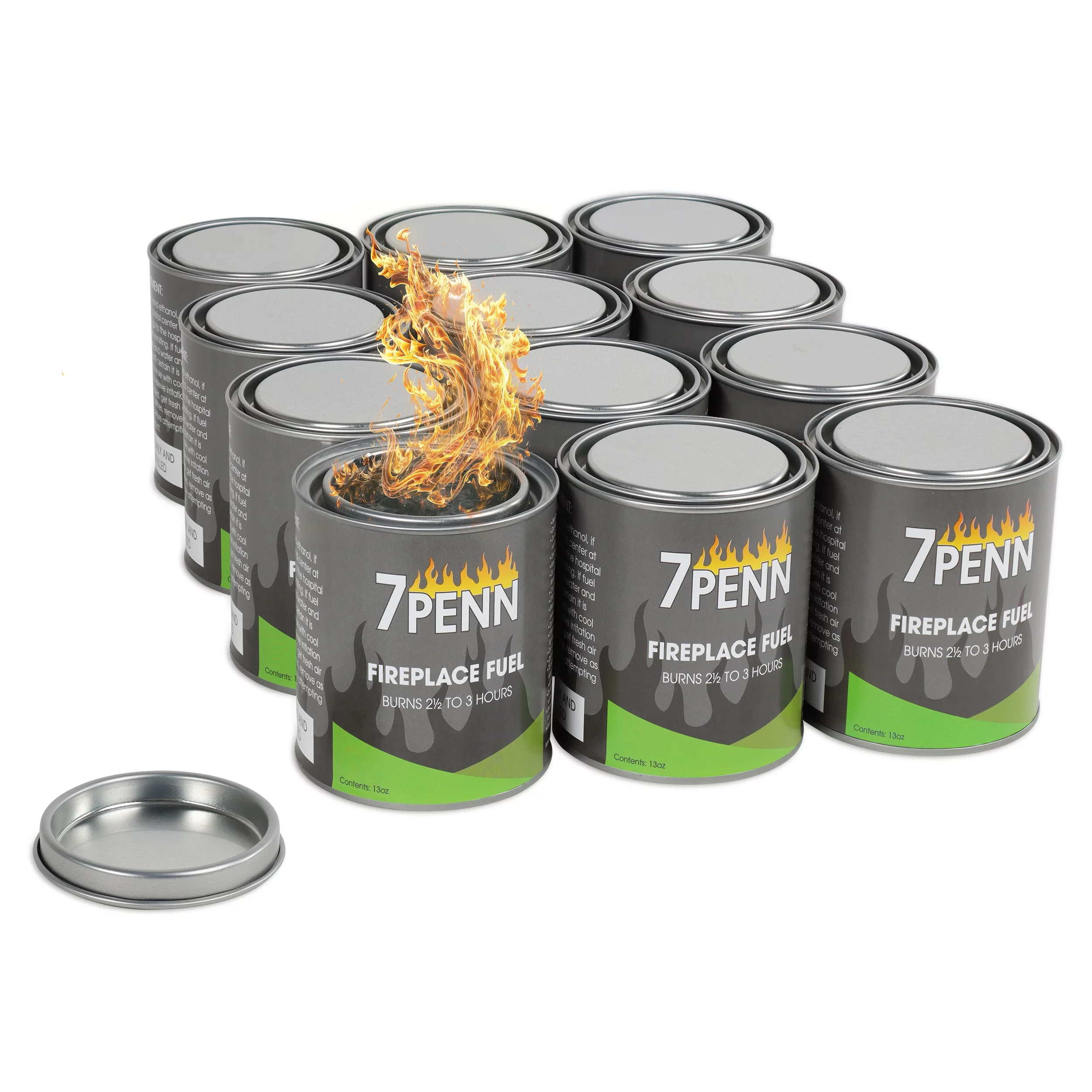 7Penn Gel Fireplace Fuel Cans, 13oz - 12Pk Fire Pit Gel Fuel Cans for Fireplace