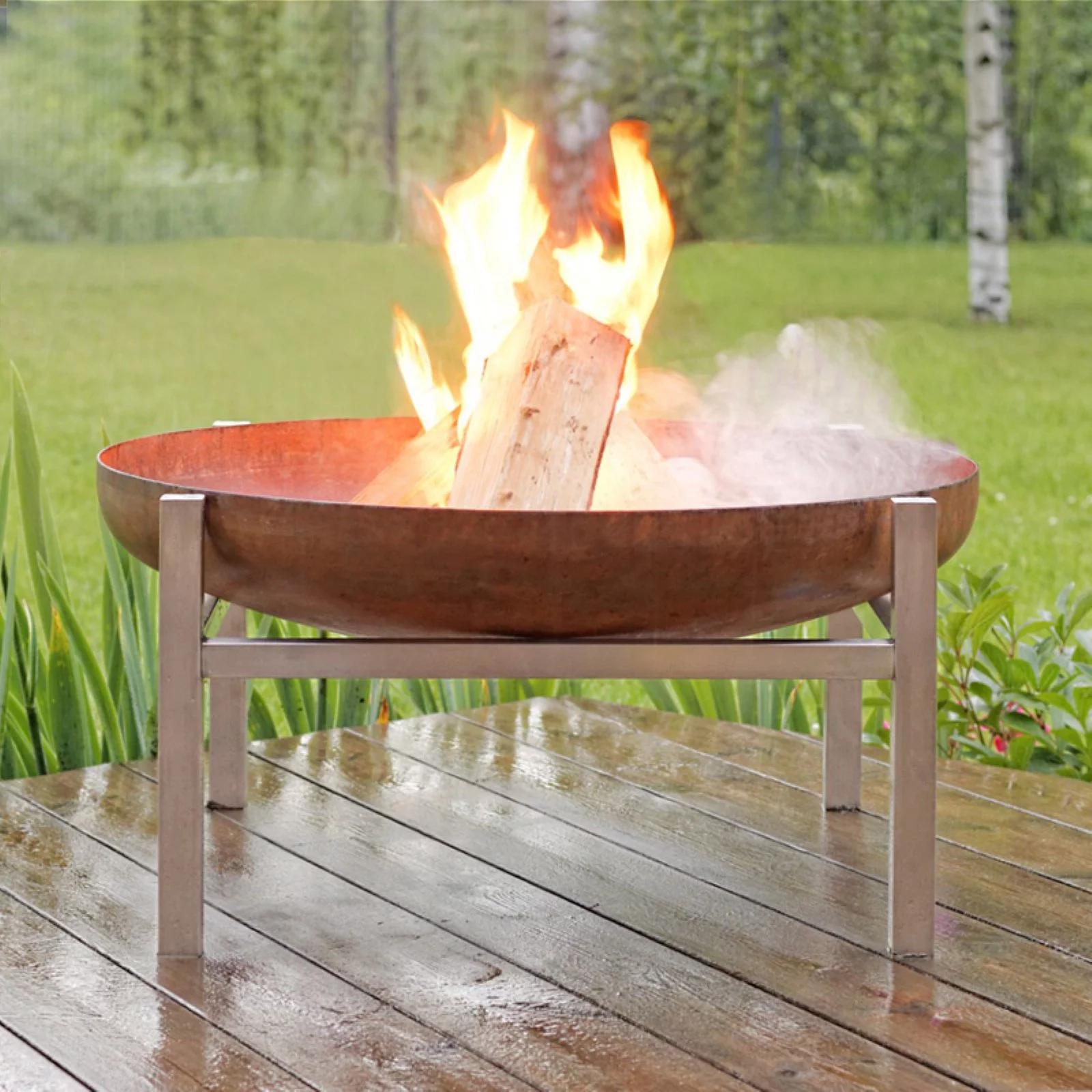 Curonian 390Parnidis Solid Steel Burning Fire Pit Parnidis - Large