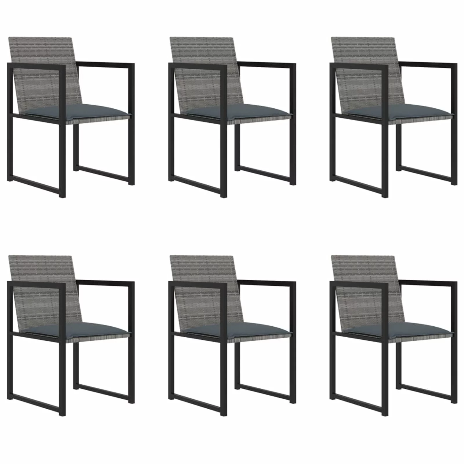 Walmeck 7 Piece Patio Dining Set with Cushions Poly Rattan Gray