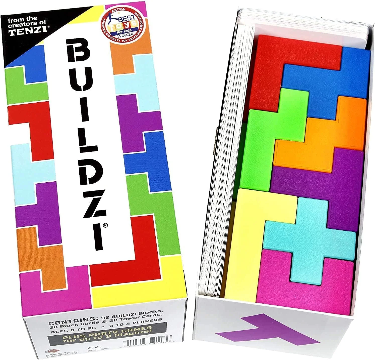 BUILDZI by TENZI - The Fast Stacking Building Block Game for The Whole Family - 2 to 4 Players Ages 6 to 96 - Plus Fun Party Games for up to 8 Players