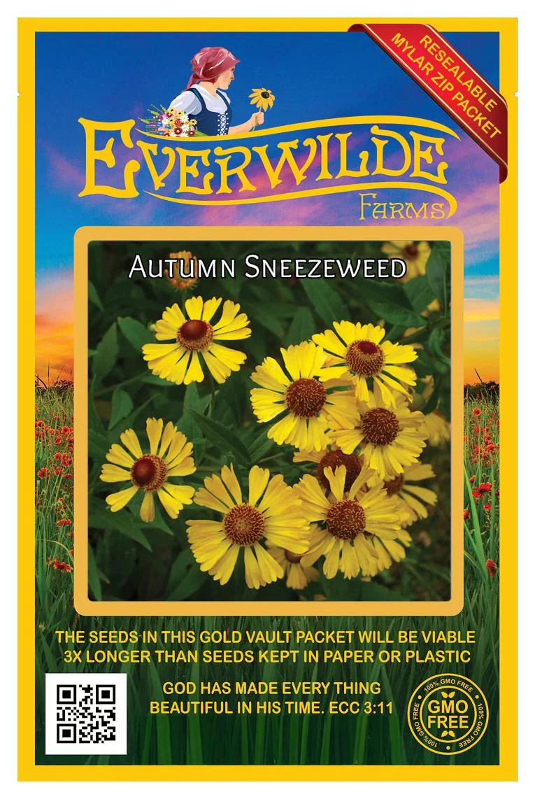Everwilde Farms - 1000 Autumn Sneezeweed Native Wildflower Seeds - Gold Vault Jumbo Bulk Seed Packet