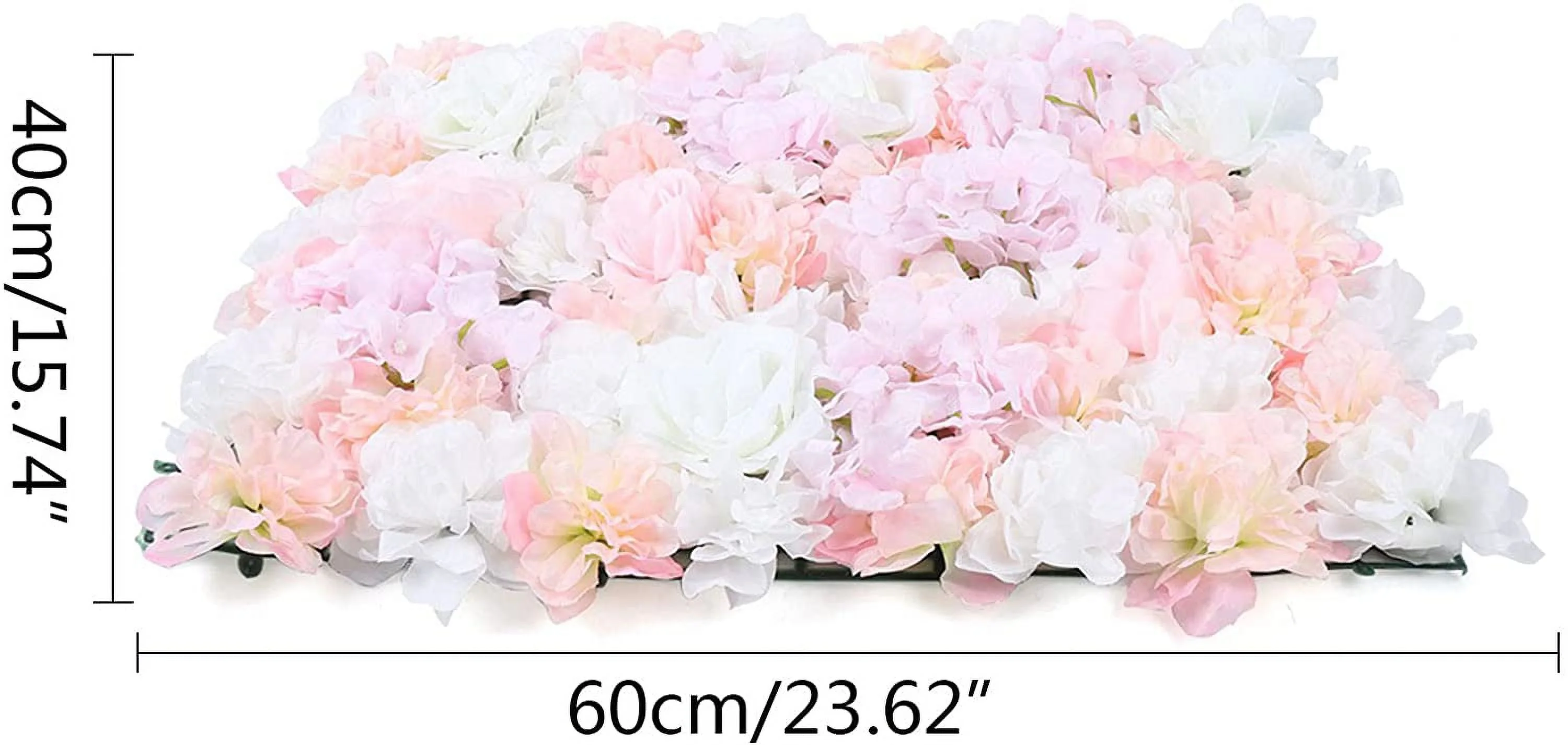 MONIPA Artificial Greenery Panels, 23.6X15.7in Fake Rose Flowers for Wall Decoration,Pink Flower Wall Backdrop