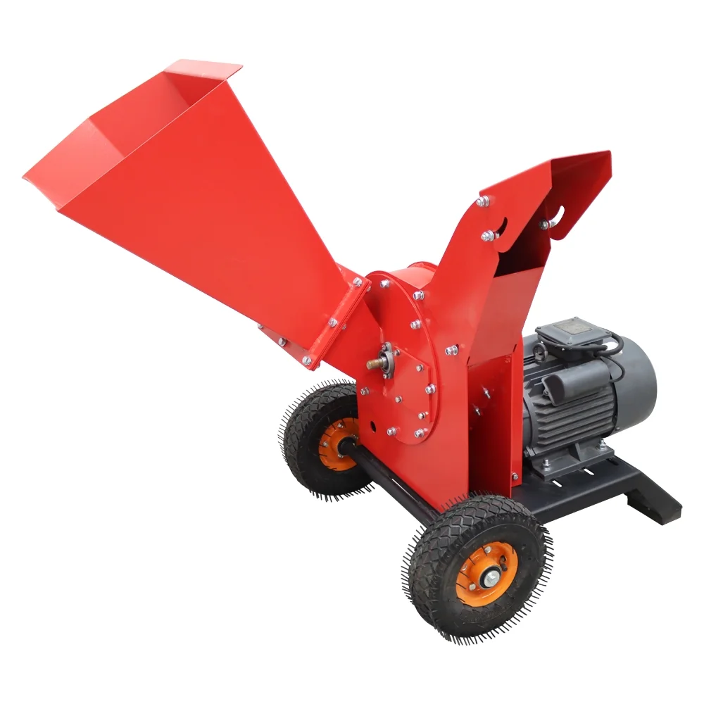 Techtongda 220V Hand Pushed Wood Crusher Branch Crusher Twig Shredder Straw Landscaping Shredder