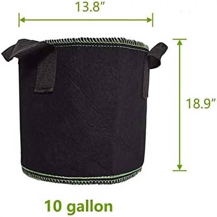 10 gallon fabric grow bag breathable fabric pots plant bags grow pots fabric plant containers with one pair of garden gloves fit for soil plants flowers vegetables garden 5 pcs