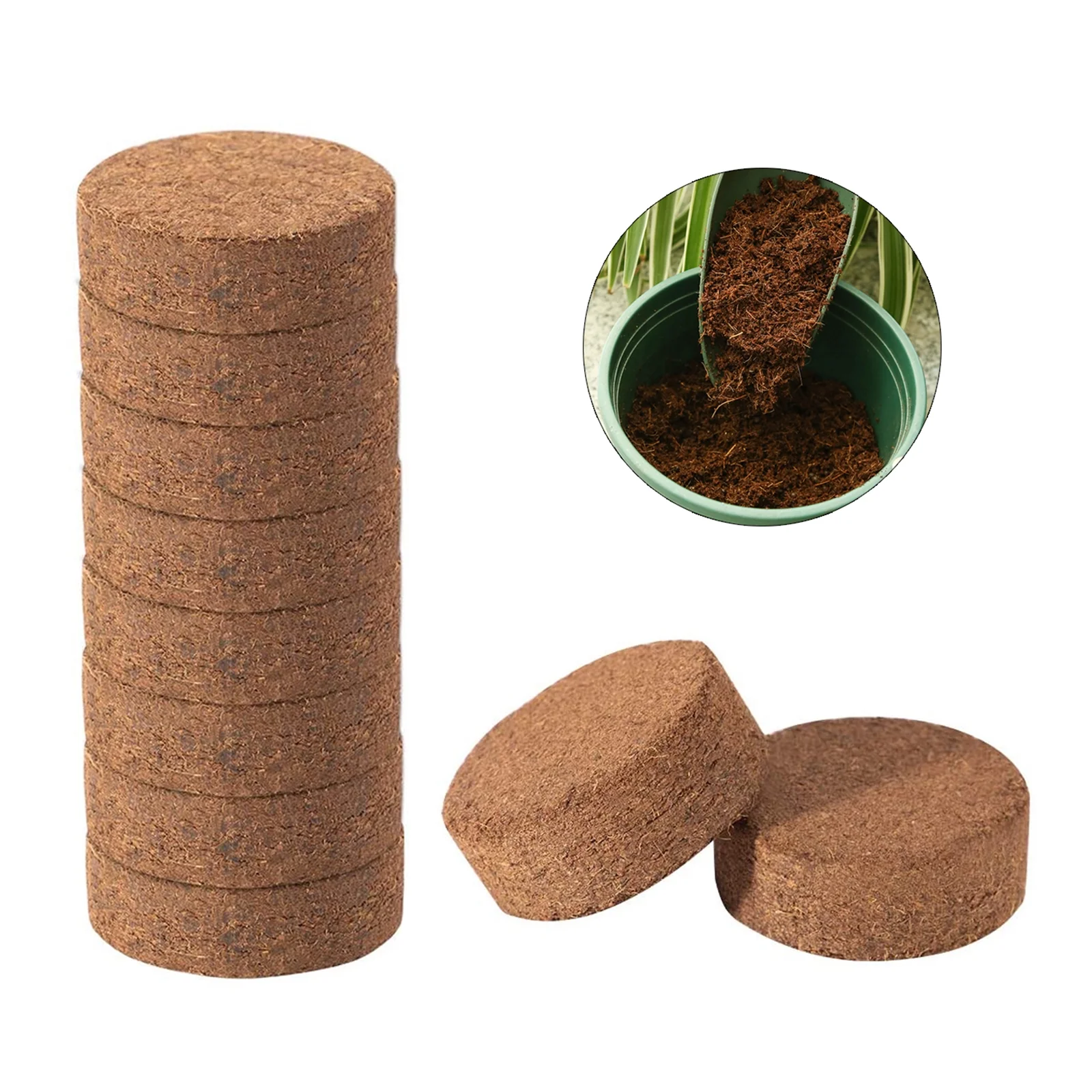 MAHAQI Coconut Fiber Nutrition Block Lightweight Plant Compressed Base Garden Gardening Supplies Coir Pellet Nutrient Soil