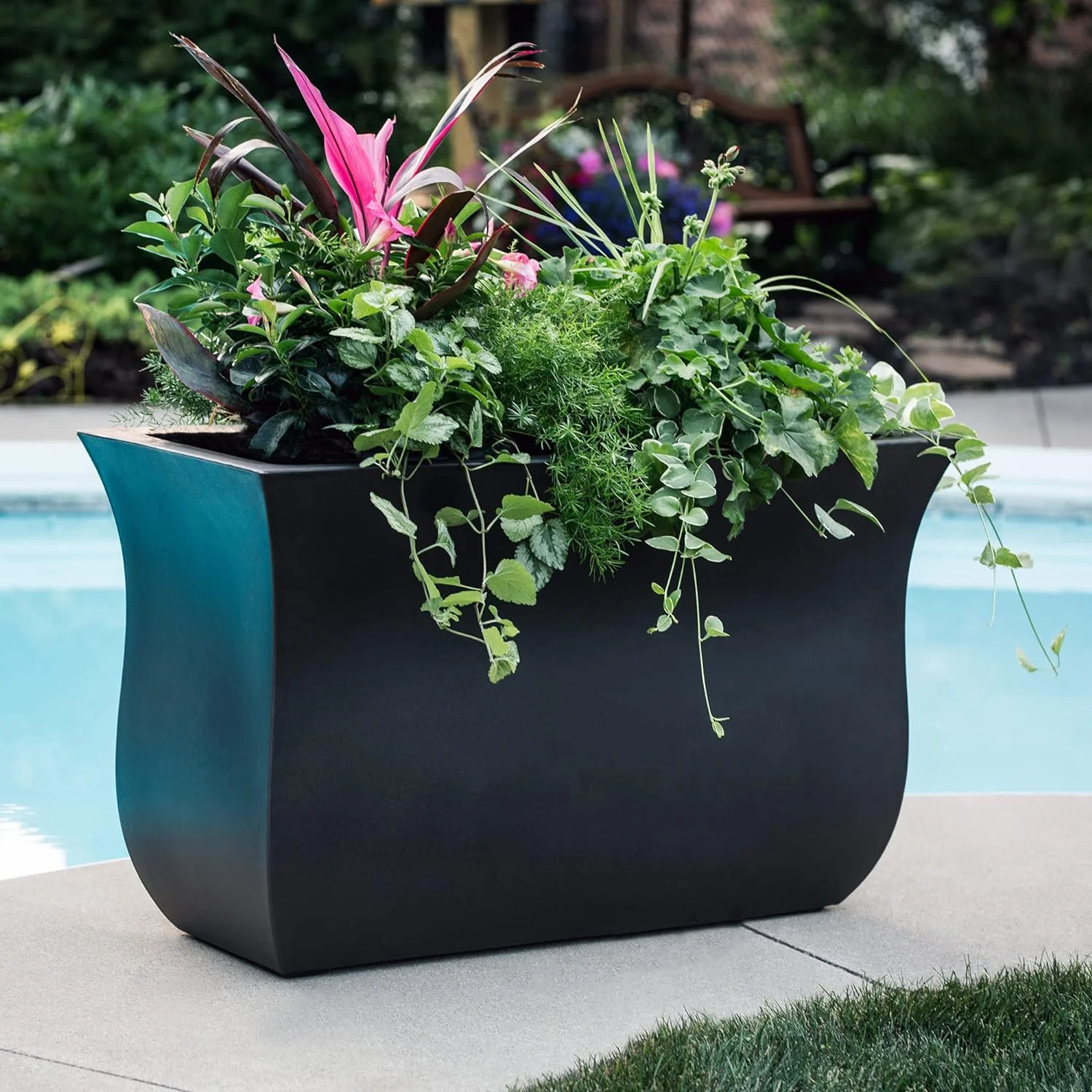 Polyethylene Planter, Black,36X16