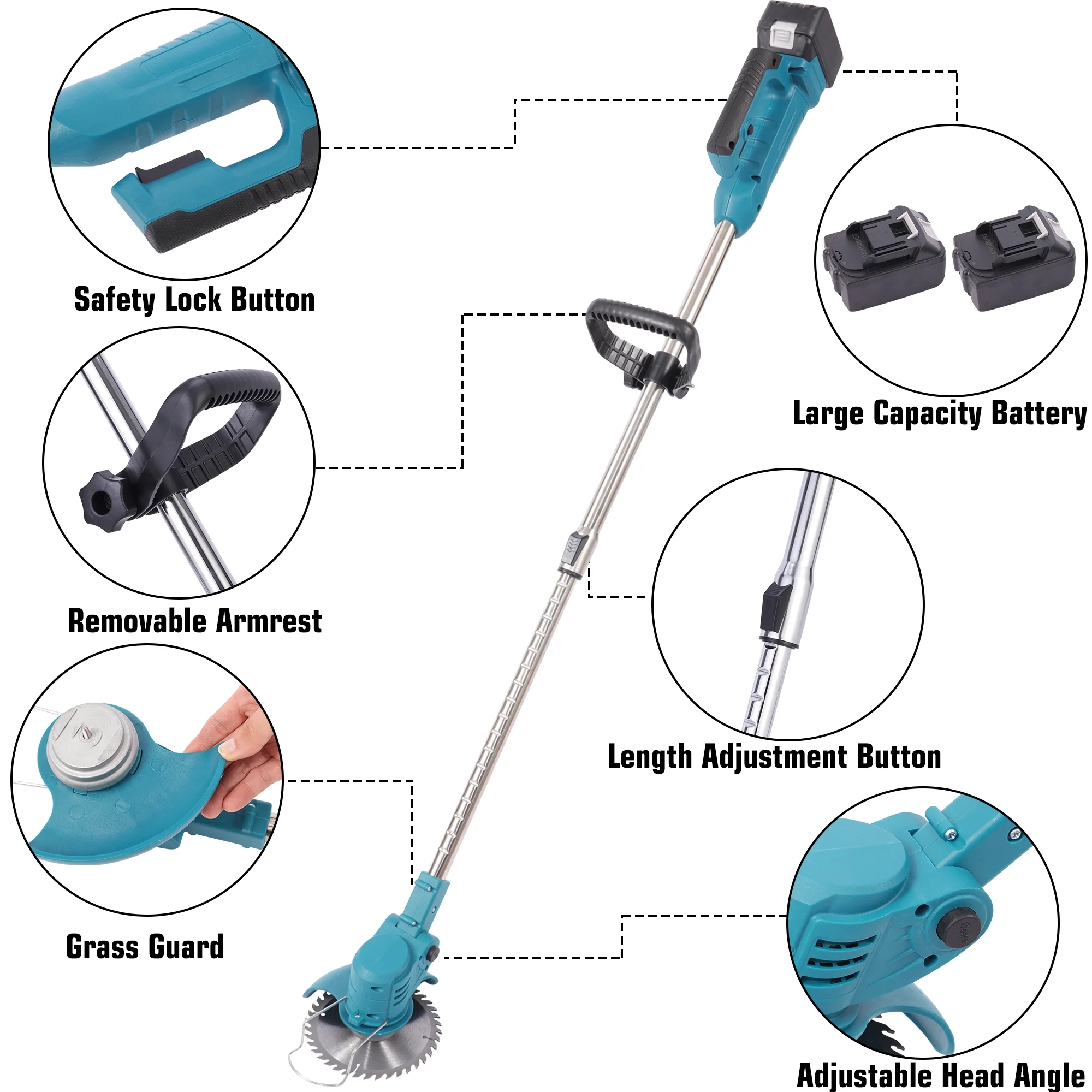 Electric Weed Wacker Weed Eater 3-IN-1 Cordless Grass Trimmer Edger Lawn Tool Bush Cutter